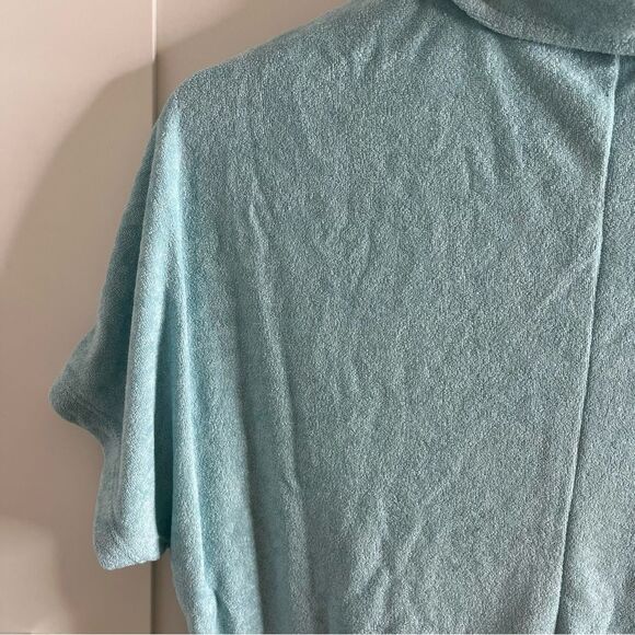 Andie Swim The Cropped Button Up Swim Coverup Terry Shirt Cabana Blue Size S NWT - Picture 11 of 12